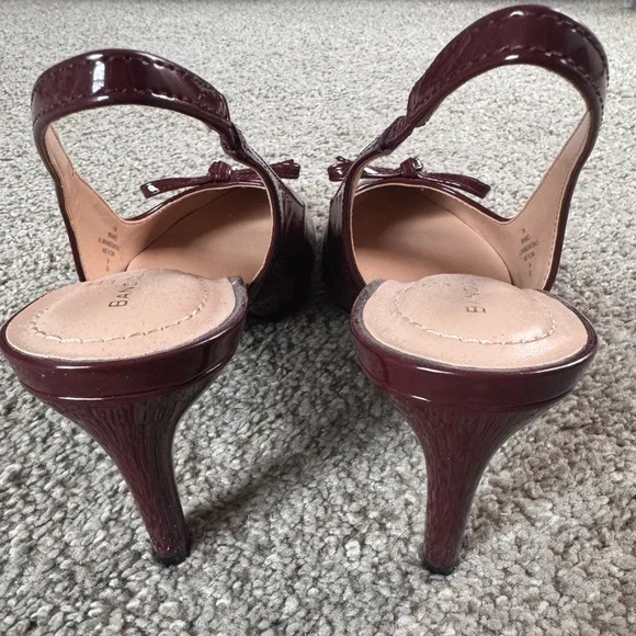 Bandolino Burgundy Patent Slingback Kitten Heels - Picture 4 of 5